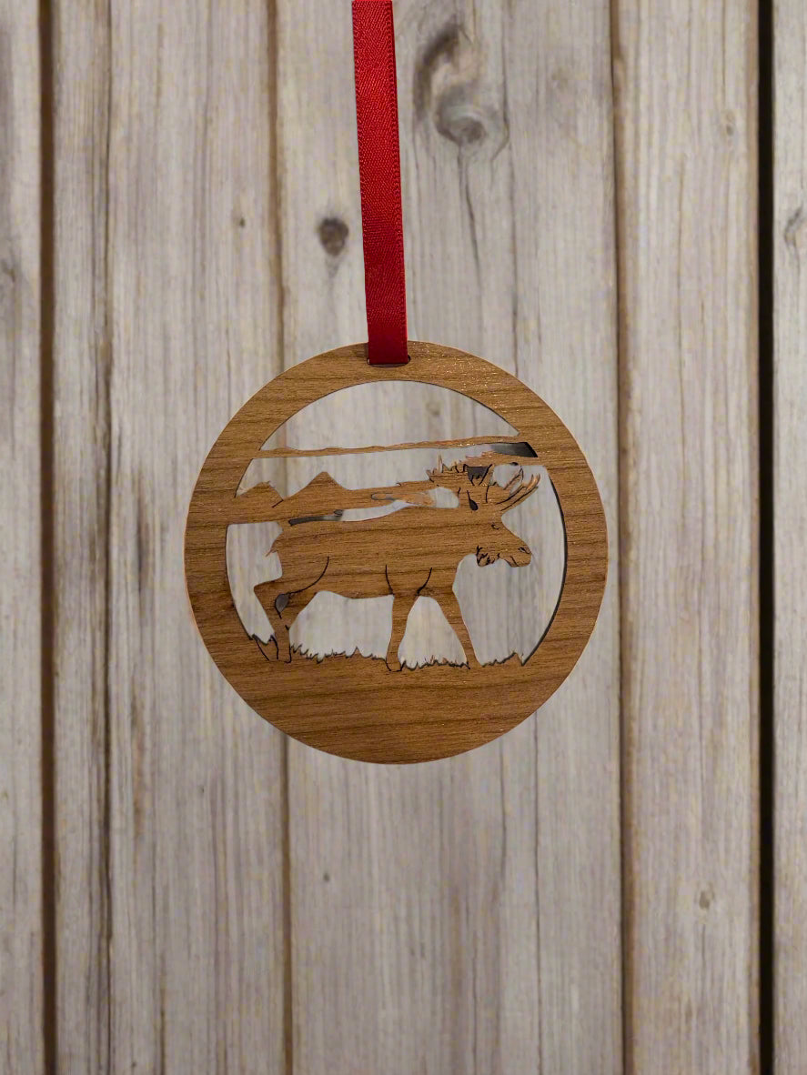 Ornament- #1 Round Moose-6015