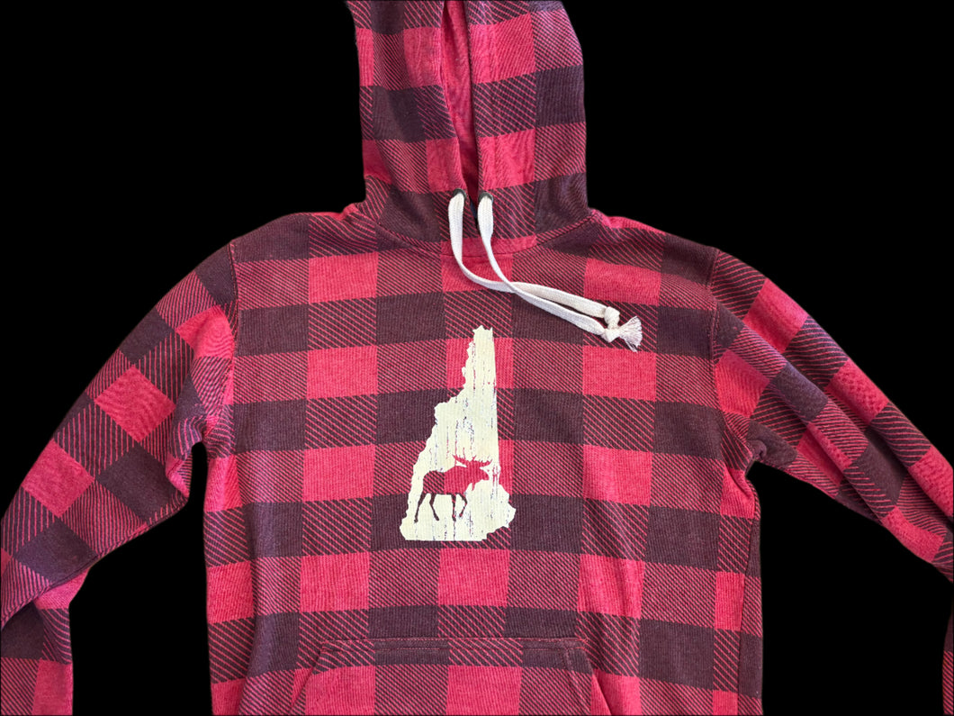 Hoodie- Plaid NH Moose