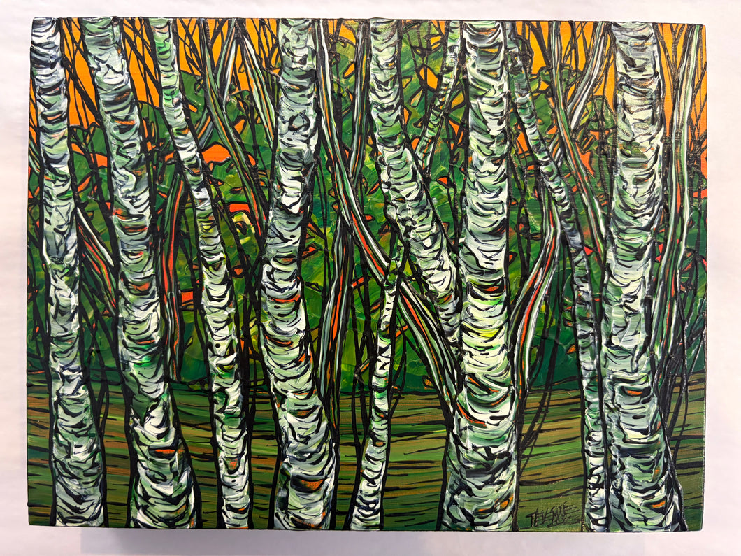 Painting- Orange Birch Forest