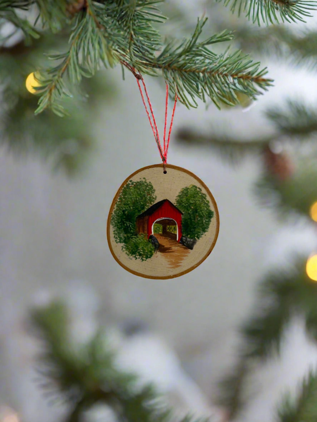 Birch Ornament- Covered Bridge