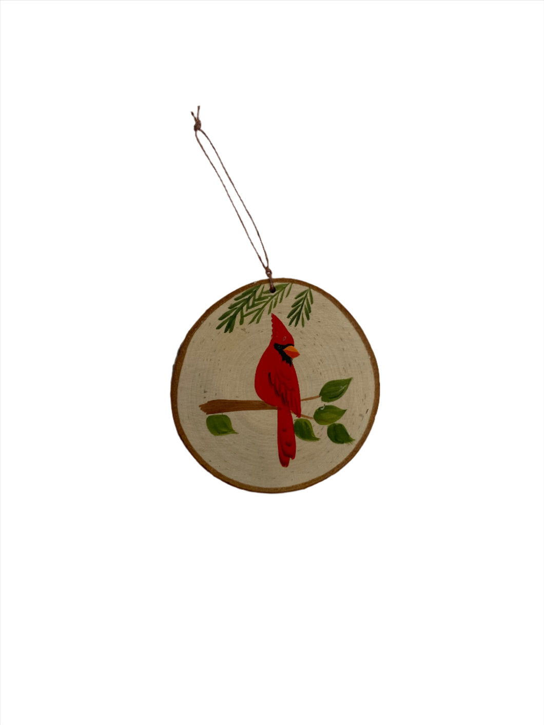 Birch Ornament- Cardinal Med