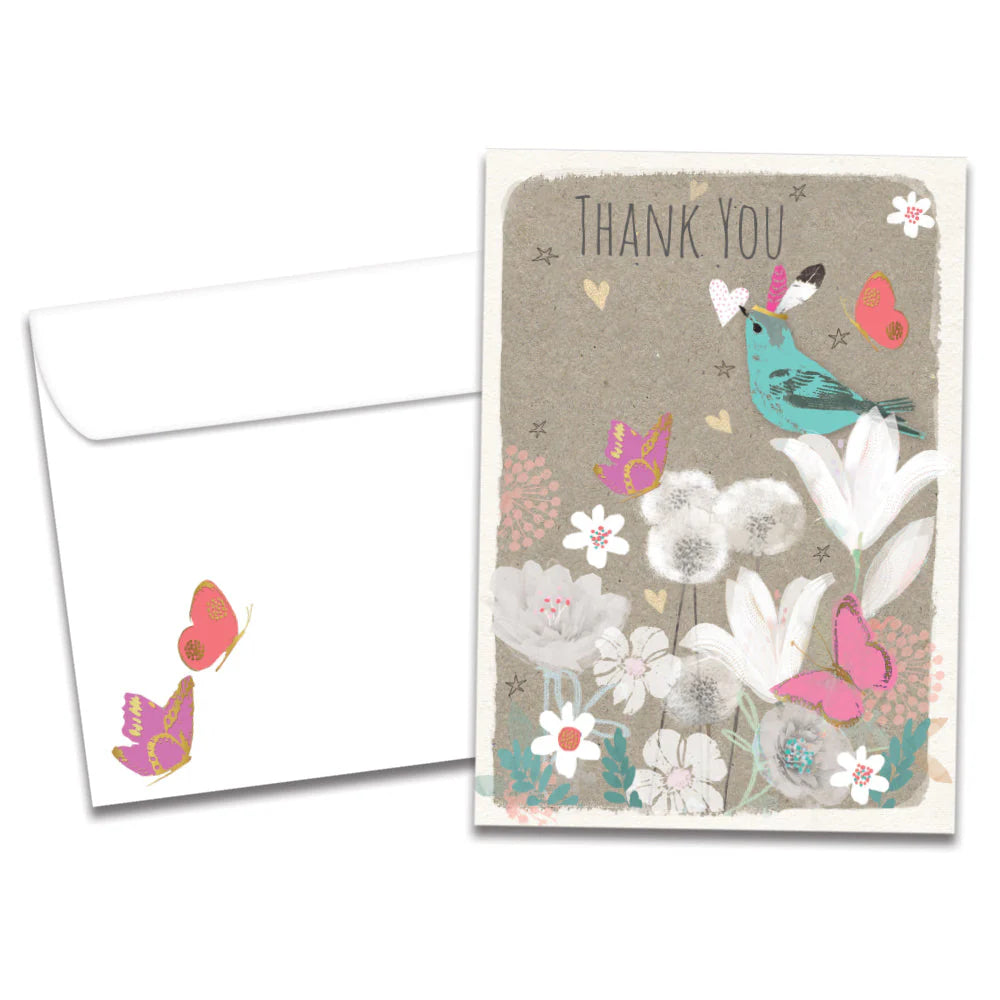 TF Card- Floral Bird Thank You 17928