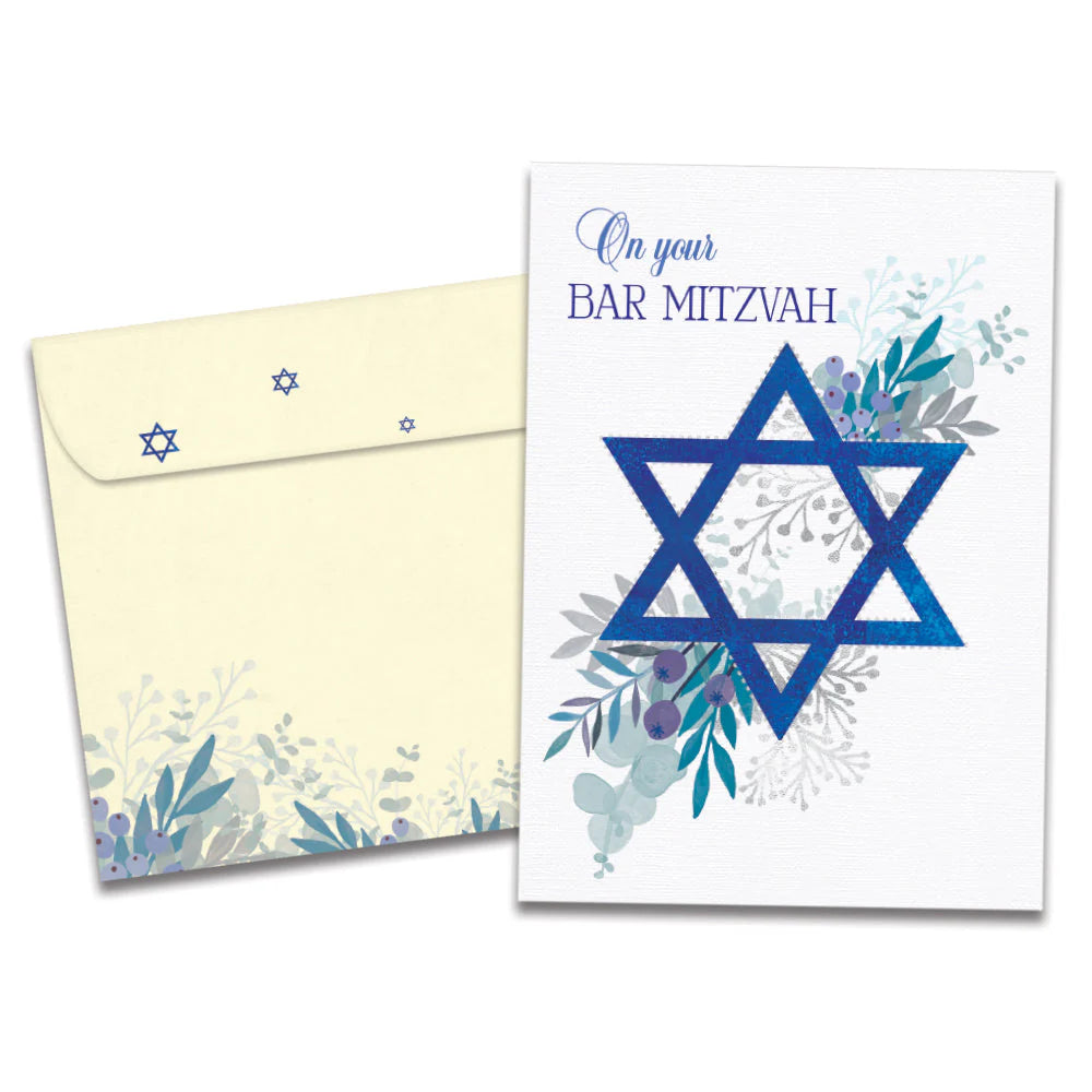 TF Card- Blue Floral Star 22229
